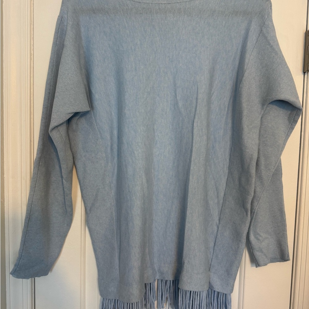 Lilly Pulitzer Light Blue Sweater with Fringe